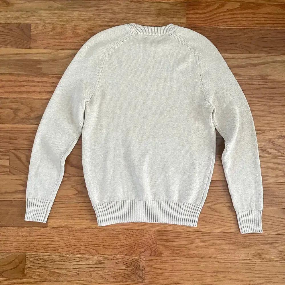 J.Crew Heritage Cotton Crewneck Sweater Mens XS Heather Sand Pullover Knit B1841